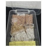 14 bags of rose colored beads, 11 bags of gold