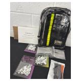 Group of golf tees and bag