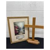 16ï¿½ wood cross with Thomas kinkade picture