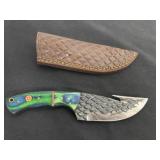 4ï¿½ handmade fixed-blade gut-hook knife with a