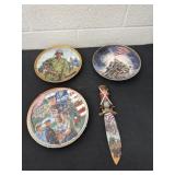 Three military decorative plates with simplify