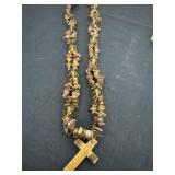 handcrafted necklace  gemstone chip strand cross