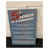 12X9in metal five levels of a hangover sign