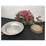 Moose tray with duck floral arrangement  fake