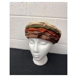 vintage pleated satin or silk turban-style