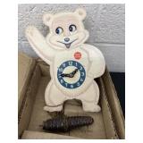 vintage 1950s Teddy Snow Crop Moving Eye Clock
