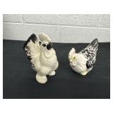 Vintage ceramic rooster and hen salt and