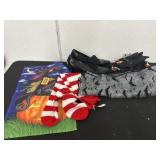 Group of Halloween decor and shoes