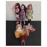 Monster high and rainbow high dolls