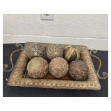16ï¿½ metal tray with decorative balls