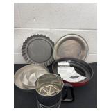 Baking collection, cake, pie pans, and flour