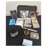 Group of new items, CDs, white blue sports tape,