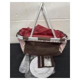 Picnic basket bag with cups and plate plates