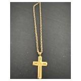 Mens gold-toned layered cross pendant necklace on