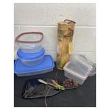 Group of new food storage containers wine box