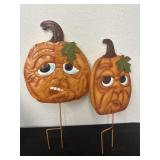 2 Halloween Pumpkin Yard Decor