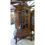 Ornate Carved Wood Display Cabinet w/2 shelves