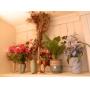 Vases with Floral Arrangements; (6); 1-metal vase