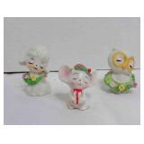 3 Napcoware Figurines - lamb, Owl, A