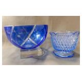 Blue Diamond Point Blue Cup, Cobalt Blue Glass
