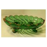 Duncan, Miller Green Glass with Gold Accents