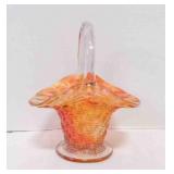 Marigold Carnival Glass Basket