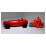 2 1950s AUBURN Rubber Toys - Red Motorcycle