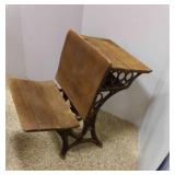 Antique Wood, Cast Iron School Desk Seat Folds