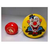 US Mfg. Co Metal Noise Maker Toy w/Clown Graphic