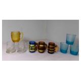 Barrel Shaped Shot Glasses - 3 Etched Turquois