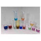 2 Checkered Shot Glasses France - 6 4" Tall