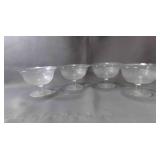 4 Clear Glass Dessert Cups Crackle Pattern