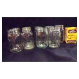 9 Wide Mouth Kerr Glass Mason Canning Jars