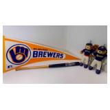 Milwaukee Brewers Baseball Pennant - 2 Plush Bears