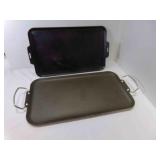 2 Nonstick Double Burner Griddles w/Metal Handles