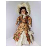Victorian Doll w/Hat, Umbrella Porcelain Face &