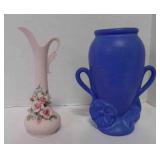 Blue Niloak Pottery Vase, Lefton China Hand
