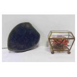 Floral Brass/Glass Display Box, Trinket Box