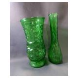 Hoosier Green Crinkle Glass Vase - 8ï¿½" Tall