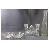 2 Glass Star Candle Holders, Clamshell Clear