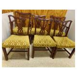 Set Of 6 Chippendale Style Solid Mahogany