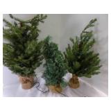 3 Table Top Christmas Trees -TWO Pre-Lit