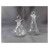 2 Clear Glass Vinegar Oil Cruets