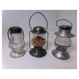 3 OLD Glass Candy Containers Lamp Lantern Shaped