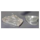 Clear Glass Military Hat Candy Container w/Eagle
