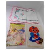 Needle Point Table Runner, Needle Point Girl,