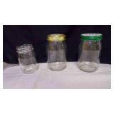 3 Regular Clear Glass Jars