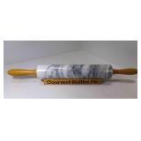 Heavy Marble Gourmet Rolling Pin w/Wood Stand