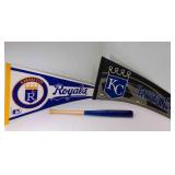 Kansas City Royals 2 Pennants, Wooden Bat