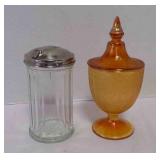 Marigold Carnival Glass Compote W/Lid, Glass
